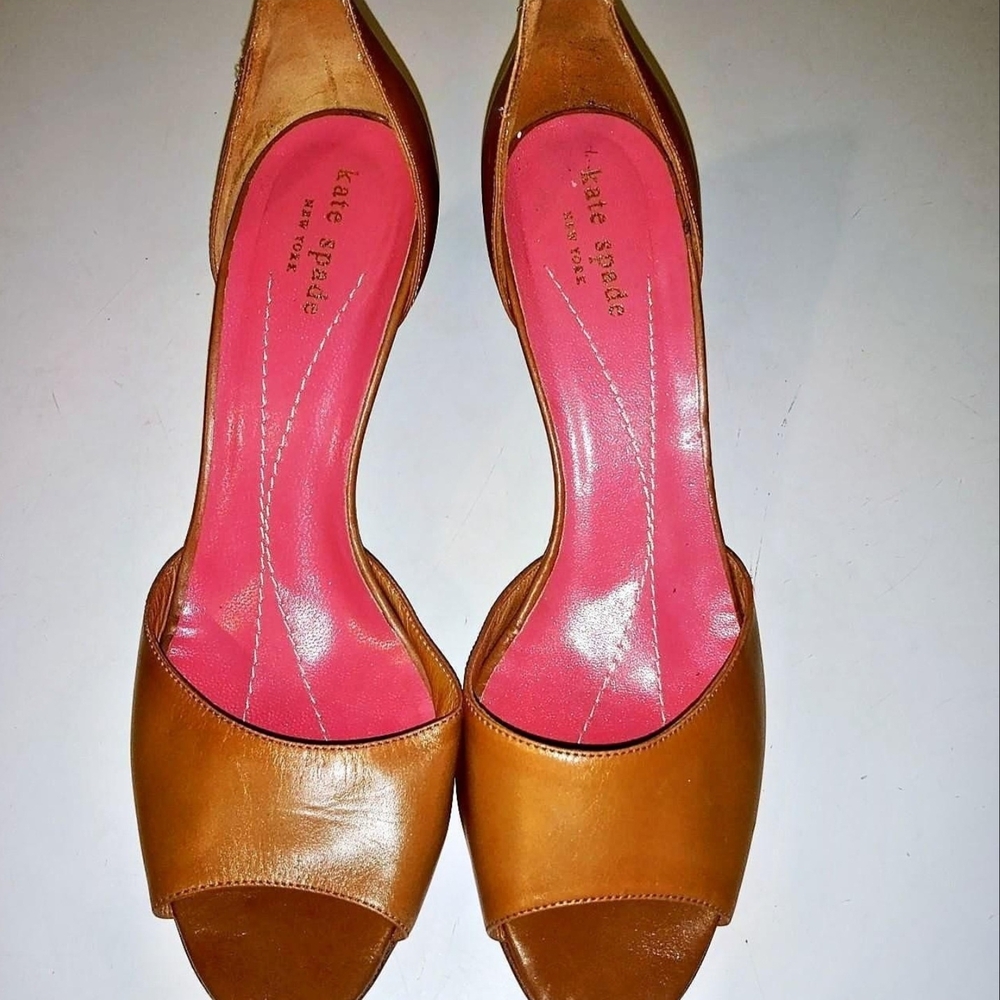 Kate Spade D'Orsey Brown Peep-Toe Heels